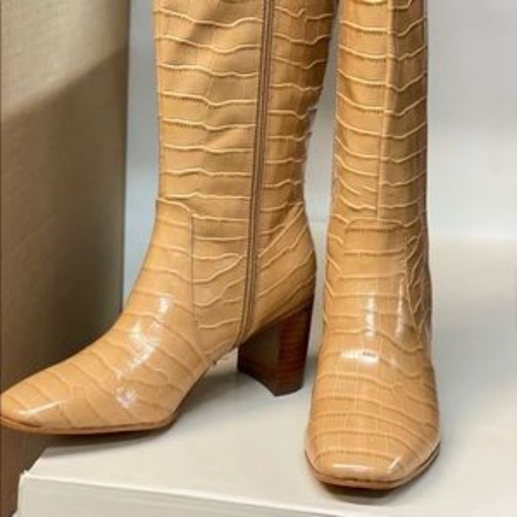 BNIB Marc Fisher Revely Boots Dark Natural Leather - Picture 4 of 7